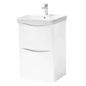 Kartell K-VIT Arc 2 Drawer Unit & Ceramic Basin - White / 500mm Width / Floor Standing - Vanity Units - Arc - Bliss Bathroom Supplies -