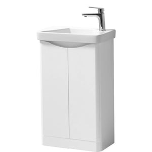 Kartell K-VIT Arc 500mm 2 Door Cloakroom Unit & Ceramic Basin - White / Floor Standing - Cloakroom Units - Arc - Bliss Bathroom Supplies -