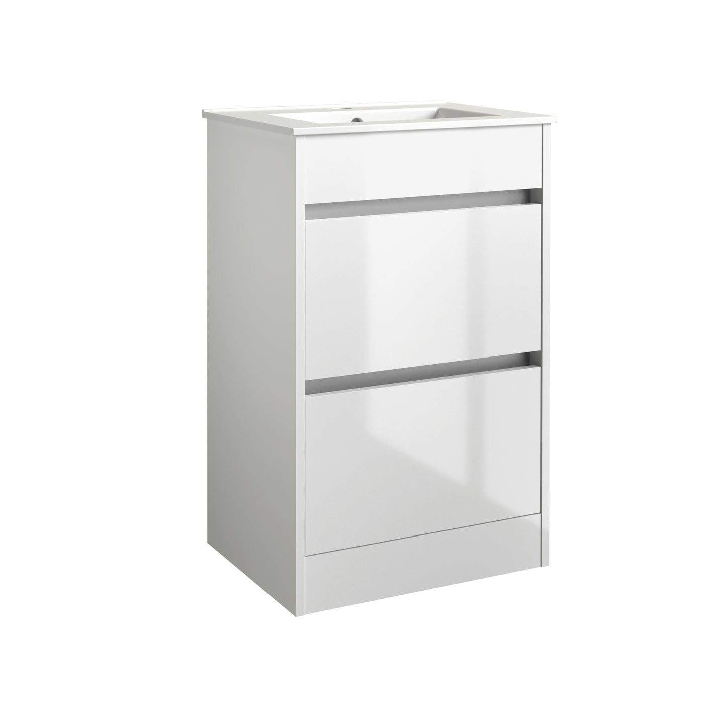 City 500mm Floor Standing Unit & Ceramic Basin - White Gloss - City - Bliss Bathroom Supplies Ltd -