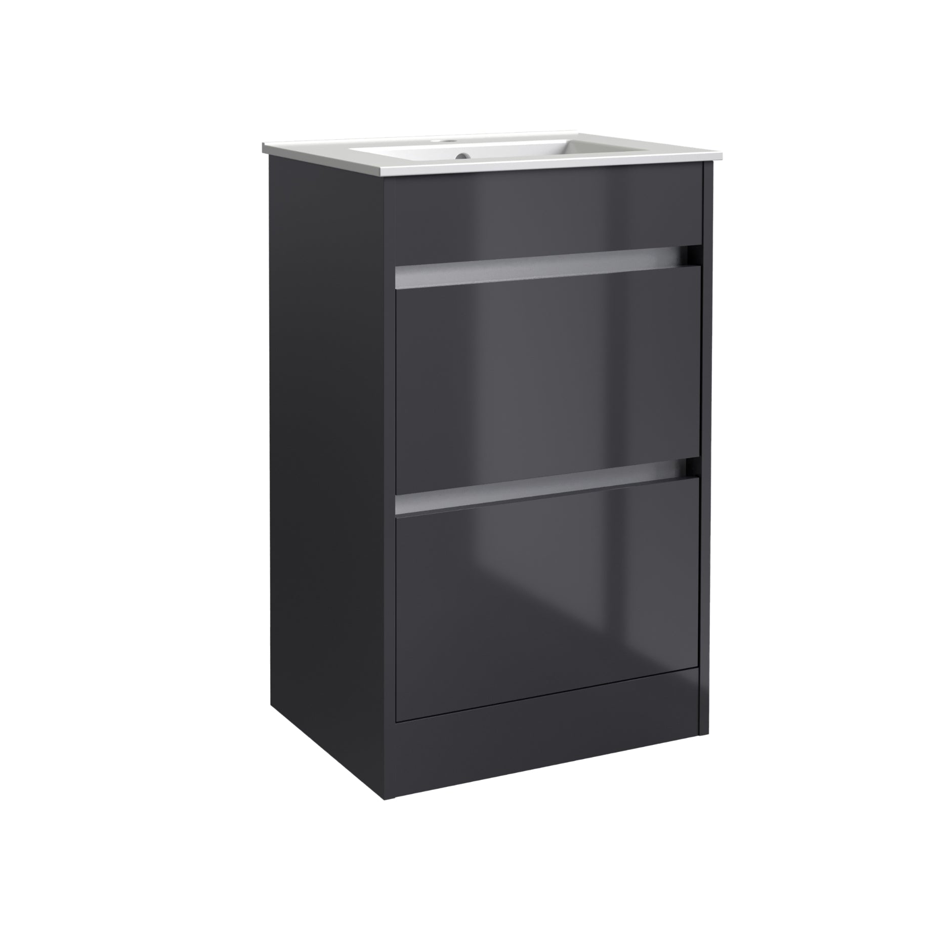 City 500mm Floor Standing Unit & Ceramic Basin - Storm Grey Gloss - City - Bliss Bathroom Supplies Ltd -