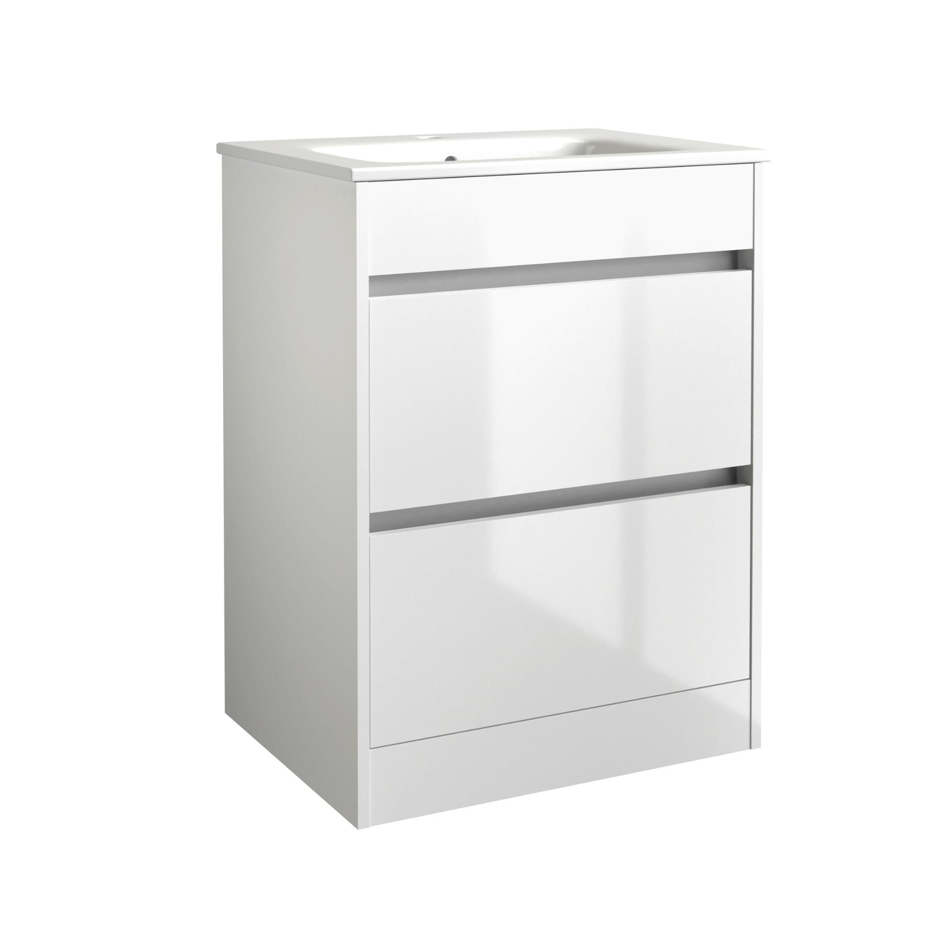 City 600mm Floor Standing Unit & Ceramic Basin - White Gloss - City - Bliss Bathroom Supplies Ltd -