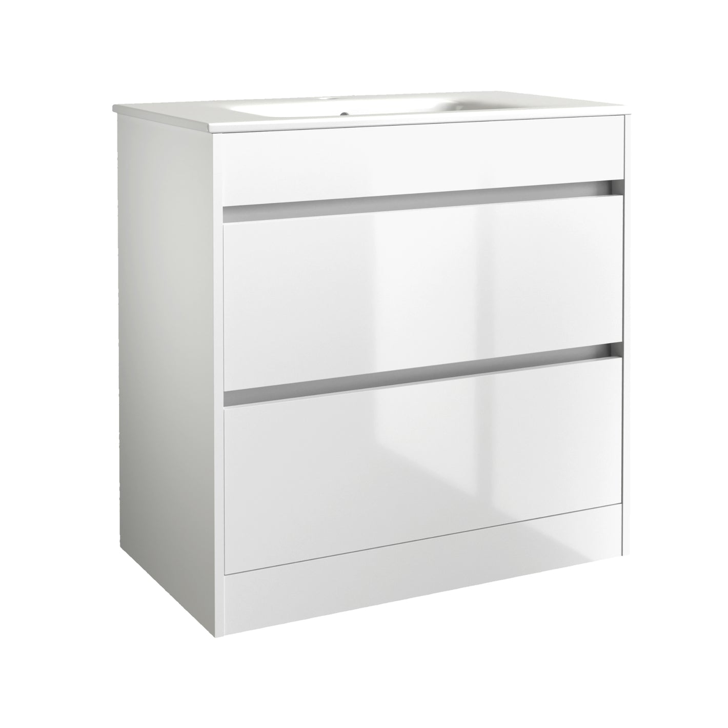 City 800mm Floor Standing Unit & Ceramic Basin - White Gloss - City - Bliss Bathroom Supplies Ltd -