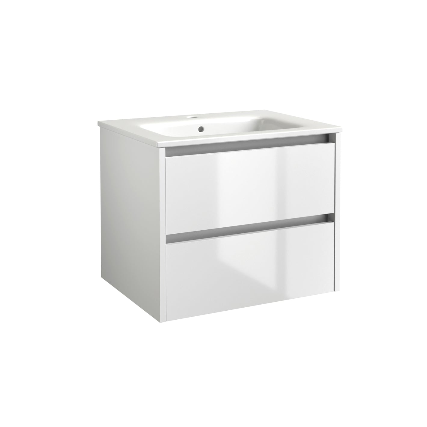 City 600mm Wall Mounted Unit & Ceramic Basin - White Gloss - City - Bliss Bathroom Supplies Ltd -