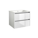 City 600mm Wall Mounted Unit & Ceramic Basin - White Gloss - City - Bliss Bathroom Supplies Ltd -