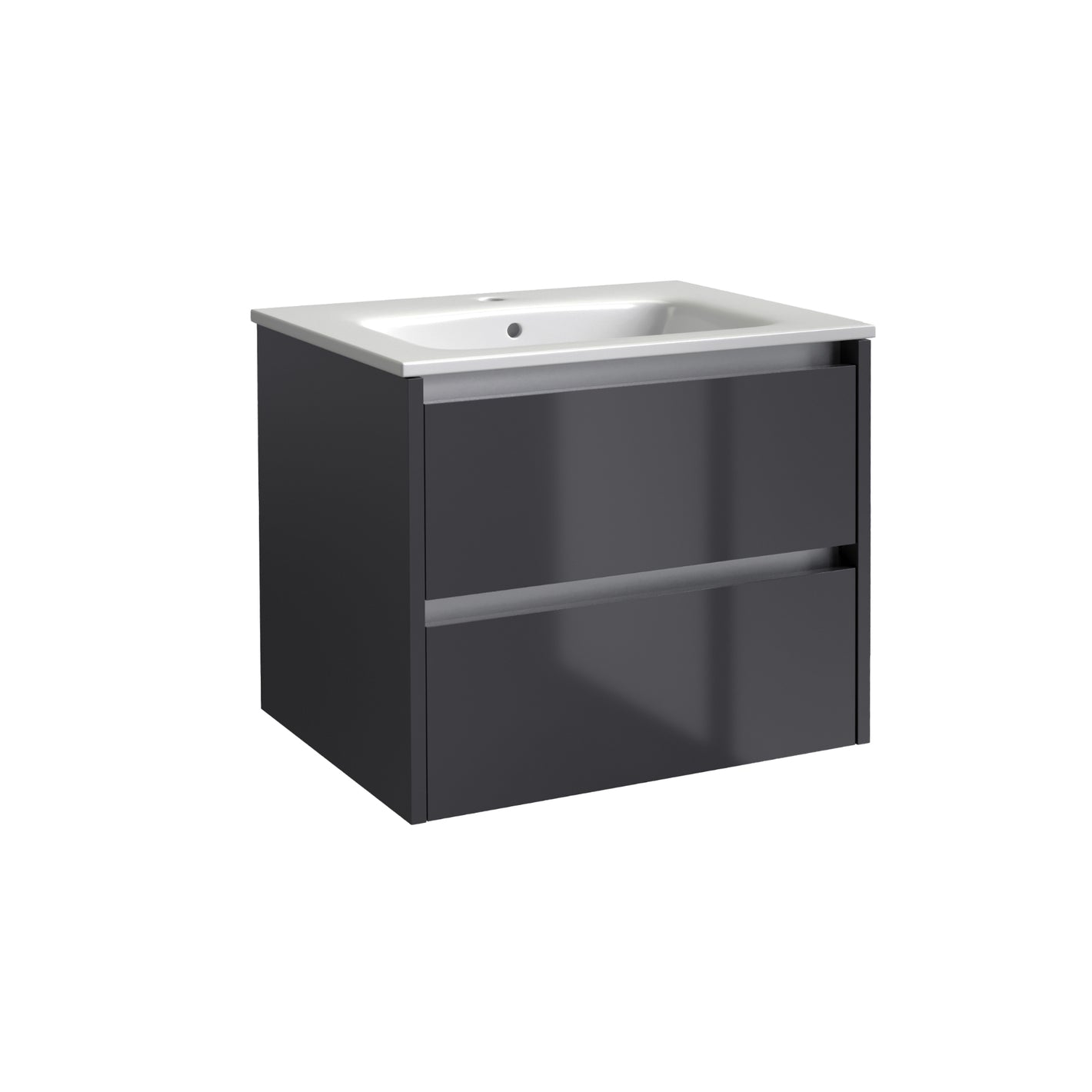 City 600mm Wall Mounted Unit & Ceramic Basin - Storm Grey Gloss - City - Bliss Bathroom Supplies Ltd -