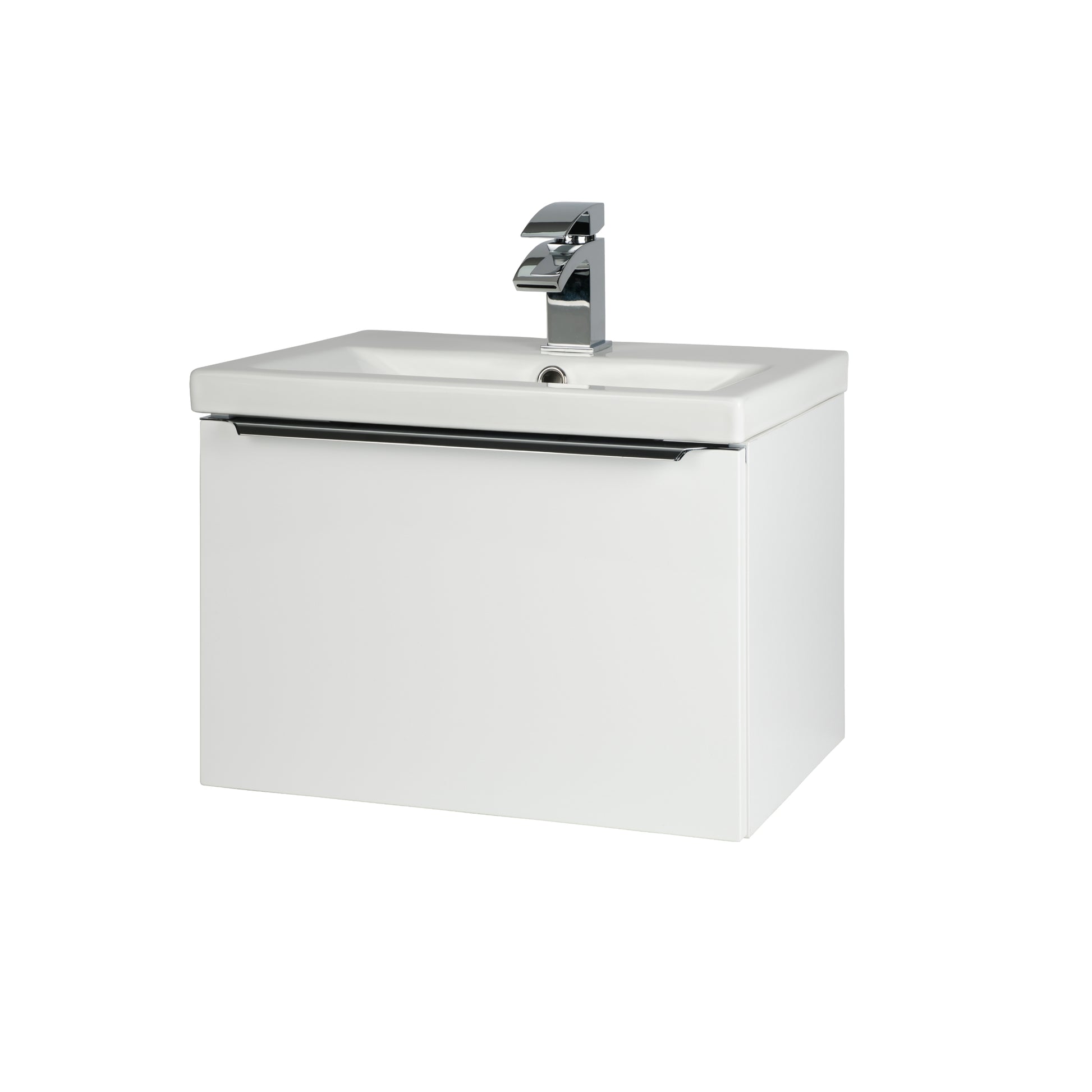 Kore Wall Mounted Drawer Unit & Ceramic Basin - White Gloss / 500mm Width - Kore - Bliss Bathroom Supplies Ltd -
