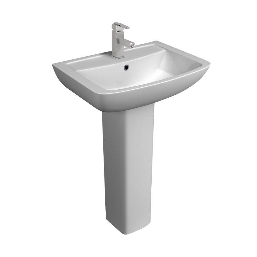 Pure 550mm Basin with Full Pedestal - Pure - Bliss Bathroom Supplies Ltd -